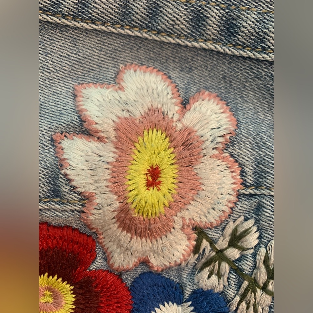 Embroidered Light Blue Denim Shorts - Picture 8 of 8
